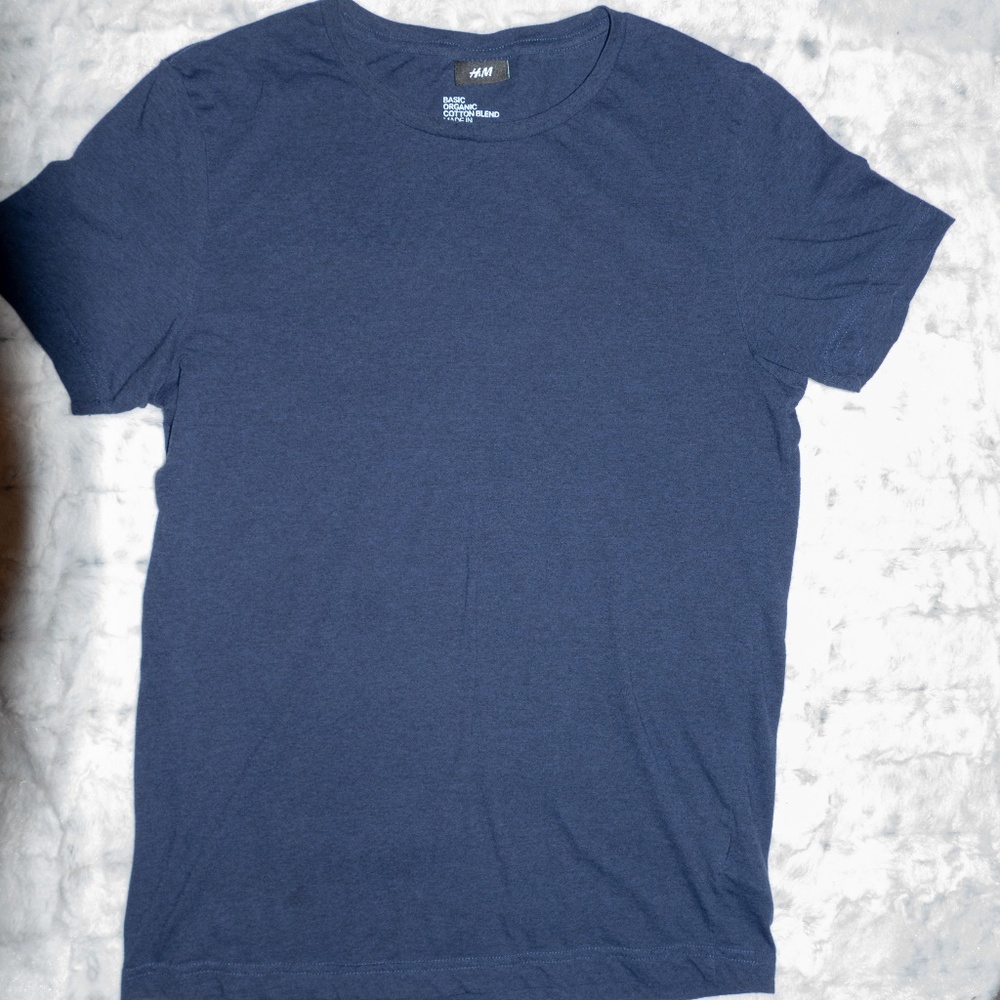 H&M BASIC ORGANIC MEN'S T-SHIRT - BLUE